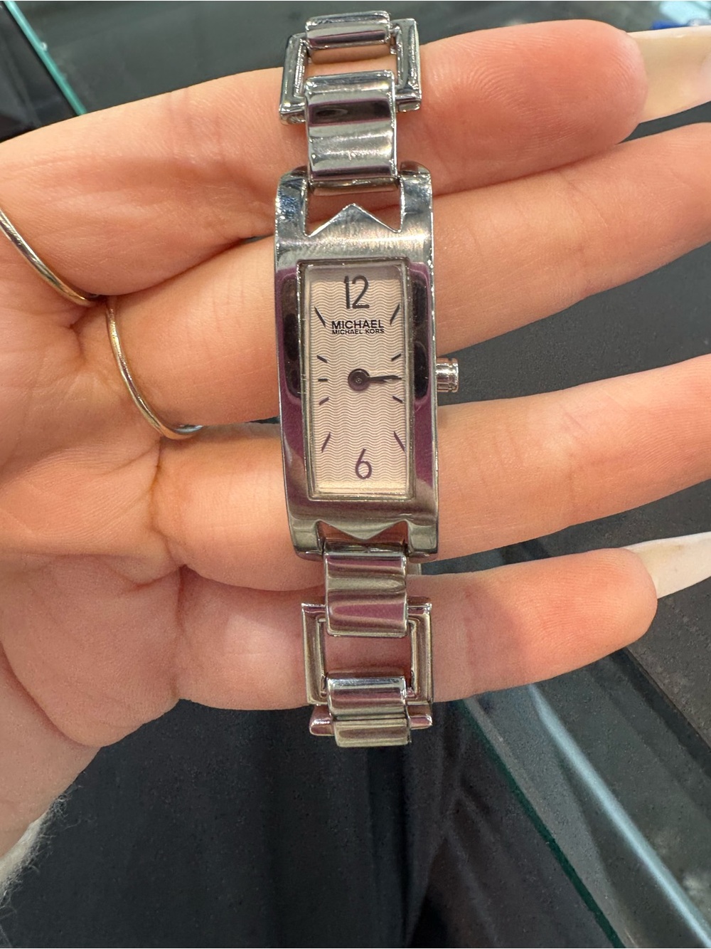 Michael Kors Vintage Rectangular Silver-Tone Ladies Watch